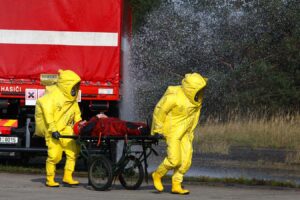 Požár automobilu přepravujícího chlor, taktické cvičení, Ralsko